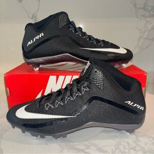 Nike Alpha Pro 2 Mid 3/4 D Football Cleats Mens Size 11.5 Black White 705409-010